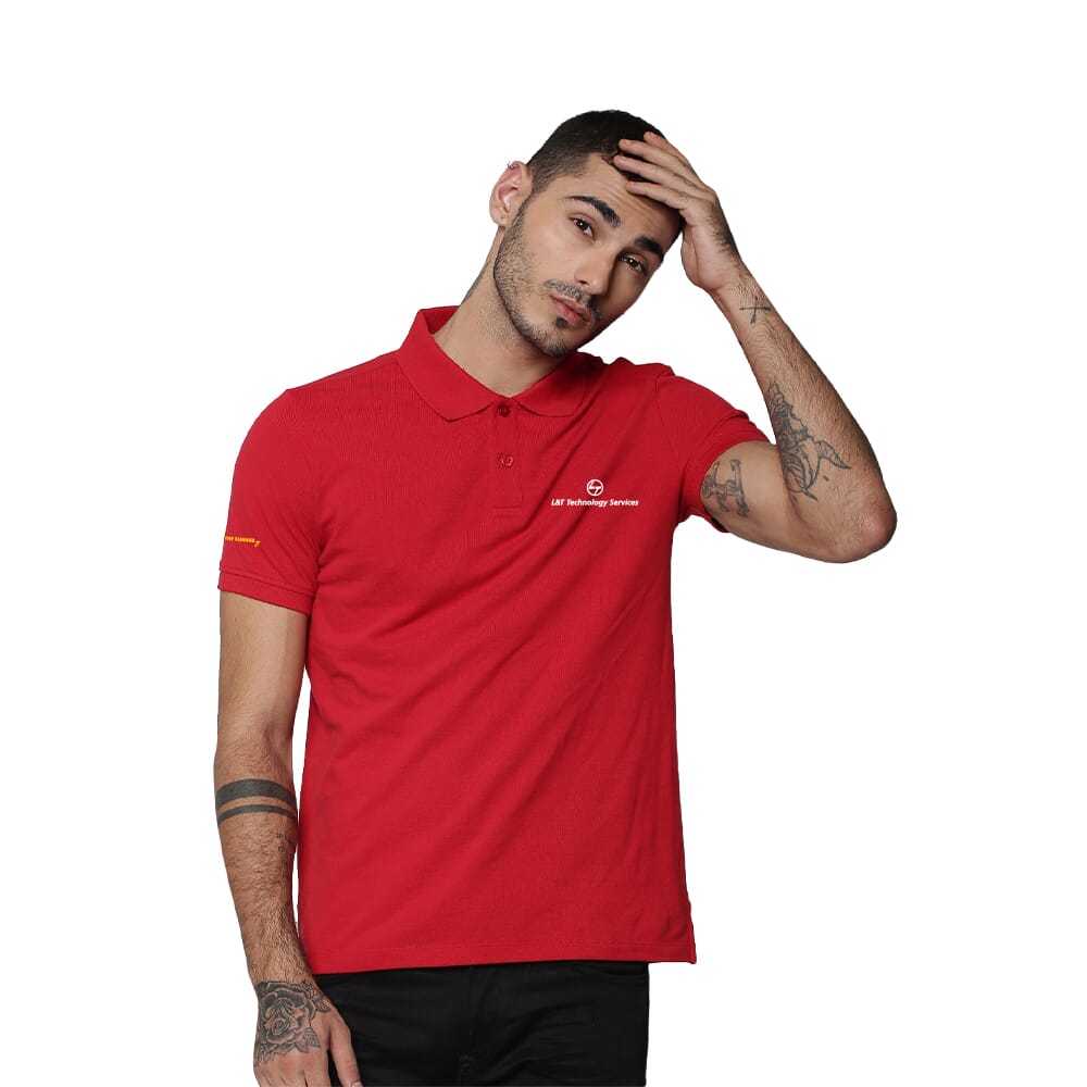 Jack & Jones Plain Polo T-Shirt- Red